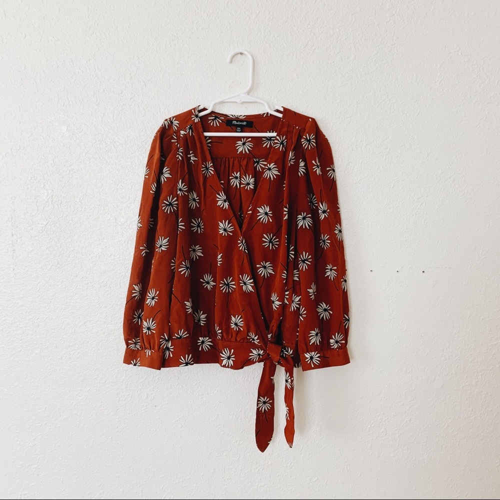Floral madewell silk wrap top